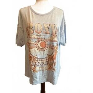 Roxy Women's Graphic Short Sleeve T-Shirt, Light Blue